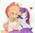 Size: 1544x1485 | Tagged: safe, artist:pby87, deleted from derpibooru, derpibooru import, applejack, rarity, equestria girls, blushing, cute, eyes closed, female, floating heart, heart, image, jpeg, lesbian, question mark, rarijack, shipping, smiling