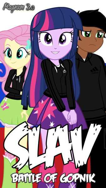 Size: 1080x1920 | Tagged: safe, artist:edy_january, derpibooru import, fluttershy, twilight sparkle, oc, oc:edy january, equestria girls, adidas, adidas tracksuit, gopnik, hardbass, image, photo, png, slav, slav battle of gopnik, solo, wallpaper