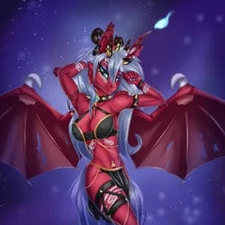 Size: 4000x4000 | Tagged: suggestive, artist:sugarypolecat, derpibooru import, oc, oc:scarlett serene silvermoon, anthro, demon, belly button, bra, breasts, choker, clothes, eyeshadow, horn, horn ring, horns, image, jewelry, makeup, markings, nails, png, ring, skirt, solo, spiked choker, underwear