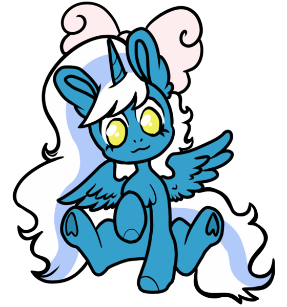 Size: 1218x1306 | Tagged: safe, artist:cryptidmars, derpibooru import, oc, oc:fleurbelle, alicorn, pony, adorabelle, alicorn oc, bow, chibi, cute, female, hair bow, horn, image, mare, ocbetes, png, simple background, transparent background, wings, yellow eyes