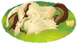Size: 3326x1879 | Tagged: safe, artist:skyblazeart, derpibooru import, oc, oc:prince whateverer, pegasus, pony, crown, digital art, eyes closed, full body, grass, image, jewelry, male, png, regalia, request, simple background, sleeping, solo, transparent background, wings