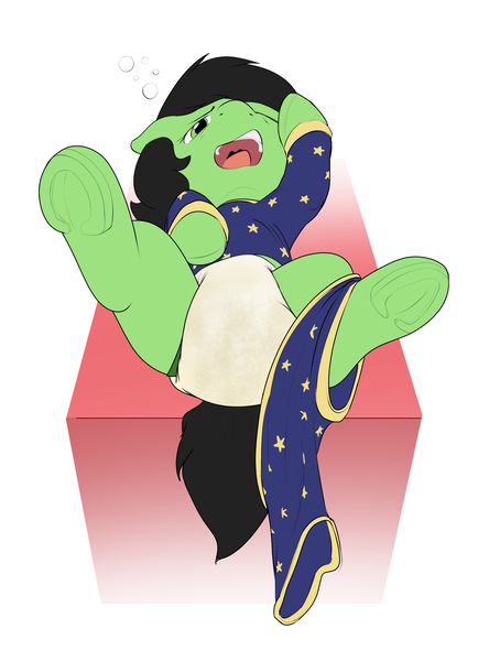Size: 2288x3162 | Tagged: questionable, artist:edrian, derpibooru import, oc, oc:anonfilly, unofficial characters only, pony, adoranon, changing table, clothes, cute, diaper, diaper change, diaper fetish, female, fetish, filly, floppy ears, foalcon, frog (hoof), hoof on head, hooves to the chest, image, legs in air, lidded eyes, looking at you, lying down, morning ponies, on back, one eye closed, open mouth, pajamas, pants, pants down, png, simple background, solo, spread legs, spreading, tired, underage, underhoof, urine, wet diaper, white background, yawn