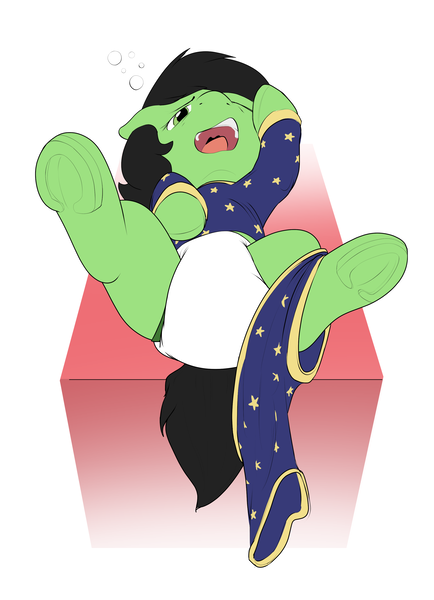 Size: 2288x3162 | Tagged: questionable, artist:edrian, derpibooru import, oc, oc:anonfilly, unofficial characters only, pony, adoranon, changing table, clothes, cute, diaper, diaper change, diaper fetish, female, fetish, filly, floppy ears, foalcon, frog (hoof), hoof on head, hooves to the chest, image, legs in air, lidded eyes, looking at you, lying down, morning ponies, on back, one eye closed, open mouth, pajamas, pants, pants down, png, simple background, solo, spread legs, spreading, tired, underage, underhoof, white background, yawn