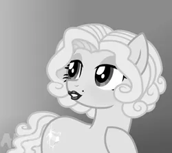 Size: 2414x2150 | Tagged: safe, alternate version, artist:amgiwolf, derpibooru import, oc, ponified, unofficial characters only, earth pony, pony, ear piercing, eyelashes, female, hoof on chest, image, lipstick, looking back, makeup, mare, marilyn monroe, monochrome, piercing, png, signature, simple background, solo, transparent background
