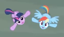 Size: 505x295 | Tagged: safe, derpibooru import, edit, edited screencap, screencap, rainbow dash, twilight sparkle, pegasus, pony, rarity takes manehattan, cute, dashabetes, duo, image, jpeg, looking at you, simple background, twiabetes