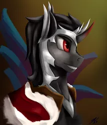 Size: 1700x2000 | Tagged: safe, artist:tenebrisnoctus, derpibooru import, king sombra, pony, unicorn, bust, image, male, png, portrait, profile, solo, stallion