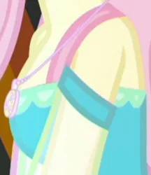 Size: 1920x2225 | Tagged: safe, derpibooru import, screencap, fluttershy, costume conundrum, equestria girls, equestria girls series, spoiler:eqg series (season 2), boobshot, breasts, cropped, geode of fauna, image, jewelry, jpeg, magical geodes, necklace, sleeveless