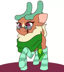 Size: 4000x4494 | Tagged: safe, artist:mrneo, derpibooru import, cashmere (tfh), deer, reindeer, them's fightin' herds, clothes, community related, glasses, image, png, scarf, socks, solo