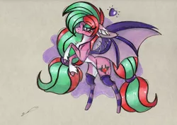 Size: 1280x907 | Tagged: safe, artist:luxiwind, derpibooru import, oc, oc:pomme d'amour, bat pony, pony, female, image, jpeg, mare, solo, traditional art