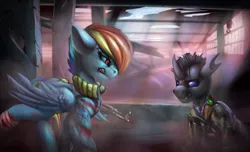 Size: 2300x1400 | Tagged: semi-grimdark, artist:richmay, derpibooru import, rainbow dash, oc, changeling, pegasus, equestria at war mod, blood, changeling oc, clothes, image, injured, military, military uniform, png, uniform, war, weapon, world war ii