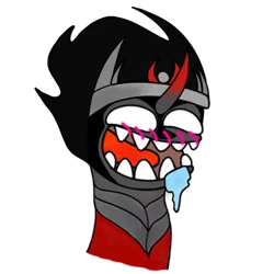 Size: 546x546 | Tagged: safe, artist:f0f0r3, derpibooru import, king sombra, blushing, drool, horny, image, lewd, open mouth, png, simple background, teeth, transparent background