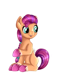 Size: 1497x1852 | Tagged: safe, artist:appleneedle, derpibooru import, sunny starscout, earth pony, pony, cute, female, g5, image, mare, open mouth, png, raised hoof, simple background, sitting, solo, sunnybetes, transparent background, unshorn fetlocks