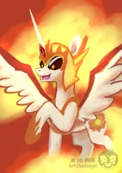 Size: 4677x6614 | Tagged: safe, artist:calena, derpibooru import, daybreaker, alicorn, 30 minute art challenge, fire, high res, image, png, practice drawing, solo