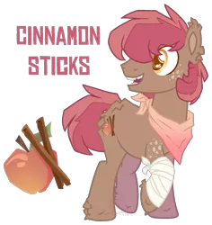 Size: 1415x1498 | Tagged: safe, artist:katnekobase, artist:zynbeetle, deleted from derpibooru, derpibooru import, oc, oc:cinnamon sticks, pony, base used, freckles, image, magical gay spawn, male, offspring, parent:apple split, parent:braeburn, png, product of incest, simple background, stallion, tooth gap, transparent background