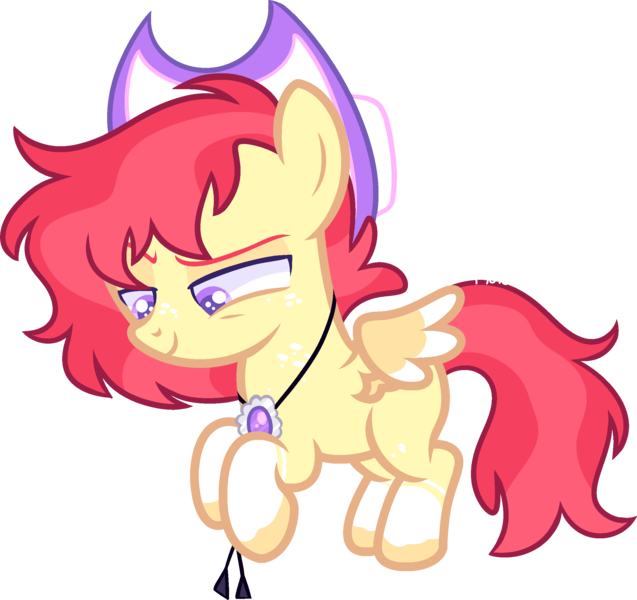 Size: 2336x2200 | Tagged: safe, artist:kurosawakuro, derpibooru import, oc, pegasus, pony, female, filly, hat, image, offspring, parent:apple bloom, parent:rumble, parents:rumbloom, png, solo