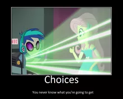 Size: 1075x860 | Tagged: safe, artist:thejboy88, derpibooru import, edit, edited screencap, screencap, fluttershy, vinyl scratch, equestria girls, equestria girls series, fluttershy's butterflies, demotivational poster, fluttershy's butterflies: dj pon-3, geode of fauna, image, magical geodes, meme, png