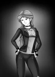 Size: 4961x7016 | Tagged: safe, alternate version, artist:symptom99, derpibooru import, sunset shimmer, image, monochrome, png, solo