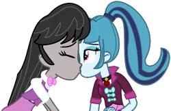 Size: 700x453 | Tagged: safe, artist:jadethepegasus, derpibooru import, octavia melody, sonata dusk, equestria girls, cute, duo, duo female, female, females only, image, kissing, lesbian, png, shipping, sonatabetes, sontavia