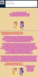 Size: 504x1006 | Tagged: safe, artist:verve, derpibooru import, sunset shimmer, twilight sparkle, twilight sparkle (alicorn), alicorn, genie, pony, unicorn, ain't never had friends like us, ask, comic, female, image, looking at each other, mare, png