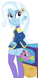 Size: 912x1856 | Tagged: safe, artist:cool77778, artist:gmaplay, derpibooru import, spike, trixie, dog, equestria girls, equestria girls series, street magic with trixie, spoiler:eqg series (season 2), box, butt, clothes, eyes on the prize, female, image, looking up, male, png, shipping, skirt, socks, spike the dog, spixie, straight, the great and powerful ass, unf