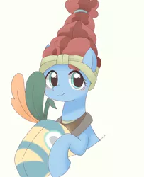 Size: 1560x1920 | Tagged: safe, artist:arrow__root, meadowbrook, earth pony, pony, blushing, cute, female, healer's mask, image, jpeg, mare, mask, meadowcute, simple background, solo, white background