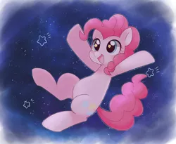 Size: 3124x2559 | Tagged: safe, artist:arrow__root, pinkie pie, earth pony, pony, cute, diapinkes, female, galaxy, high res, image, mare, night, night sky, open mouth, pixiv, png, sky, solo, starry eyes, stars, wingding eyes