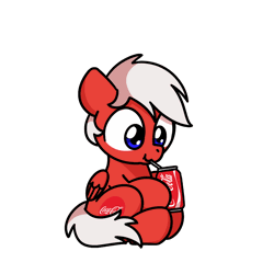 Size: 1000x1000 | Tagged: safe, artist:sugar morning, derpibooru import, part of a set, oc, oc:coke, unofficial characters only, pegasus, pony, animated, chibi, coca-cola, cute, daaaaaaaaaaaw, drinking, frame by frame, gif, image, male, ocbetes, simple background, sitting, solo, stallion, sugar morning's snacc and drincc, transparent background