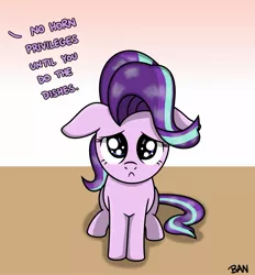 Size: 1867x2015 | Tagged: safe, artist:banquo0, derpibooru import, starlight glimmer, pony, hornless unicorn, image, implied twilight sparkle, jpeg, missing horn, pleading, simple background, sitting, solo, text