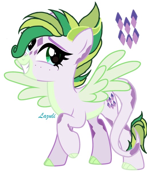 Size: 1855x2166 | Tagged: safe, artist:ashesfliver, artist:lazuli, derpibooru import, oc, oc:clover, dracony, hybrid, pony, base used, cutie mark, image, interspecies offspring, jpeg, offspring, parent:rarity, parent:spike, parents:sparity, simple background, tail, white background, wings