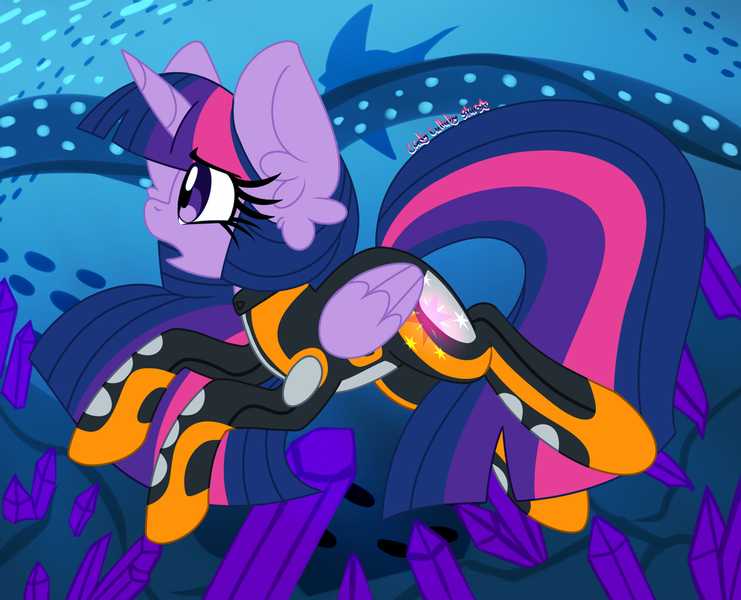 Size: 1280x1037 | Tagged: safe, artist:ladylullabystar, derpibooru import, twilight sparkle, twilight sparkle (alicorn), alicorn, pony, image, jpeg, solo, subnautica, underwater