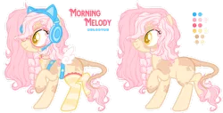 Size: 1600x815 | Tagged: safe, artist:sugarplanets, derpibooru import, oc, oc:morning melody, earth pony, pony, clothes, female, glasses, headphones, image, mare, png, socks, solo