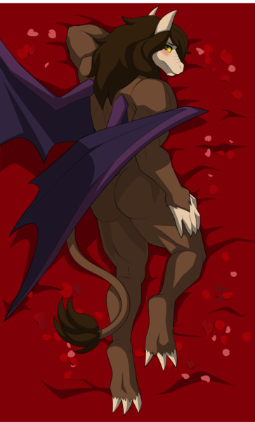 Size: 2241x3701 | Tagged: suggestive, artist:sparks220stars, derpibooru import, scorpan, anthro, digitigrade anthro, gargoyle, blushing, butt, image, looking at you, male, png, solo, solo male