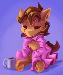 Size: 1538x1831 | Tagged: safe, artist:saxopi, derpibooru import, oc, oc:lapsus, earth pony, pony, blanket, coffee, image, png