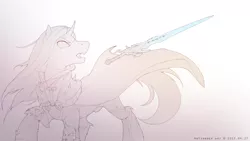 Size: 3000x1687 | Tagged: safe, artist:antiander, derpibooru import, ponified, pony, armor, arthas menethil, clothes, crossover, image, lich king, lineart, png, warcraft, world of warcraft