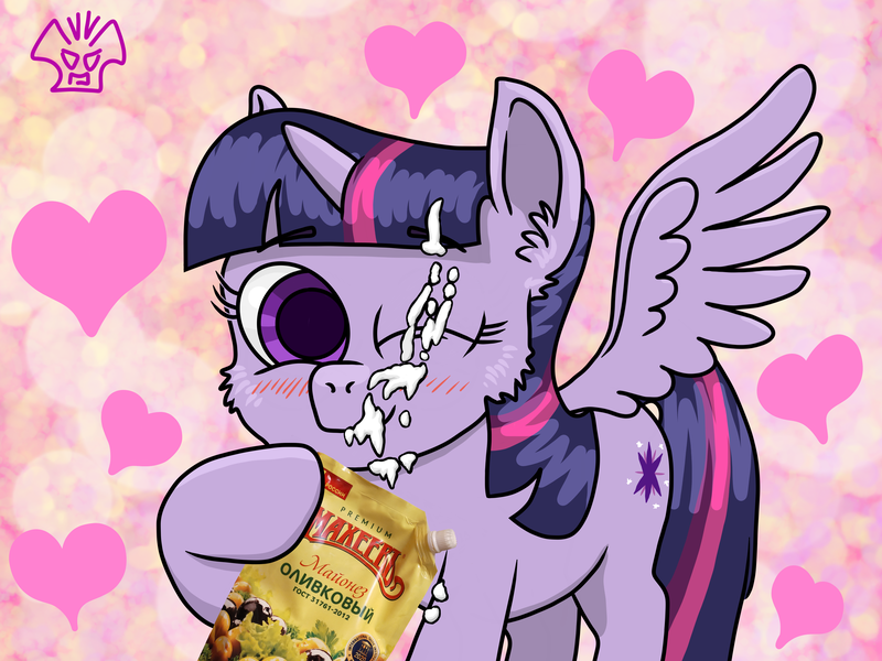 Size: 4000x3000 | Tagged: safe, artist:a-jaller, derpibooru import, twilight sparkle, twilight sparkle (alicorn), alicorn, pony, food, image, mayonnaise, png, sauce, solo