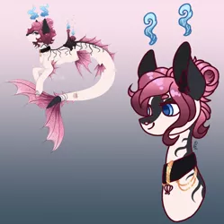 Size: 1629x1637 | Tagged: safe, artist:caramelbolt24, derpibooru import, oc, unofficial characters only, pony, sea pony, abstract background, bust, choker, duo, ear fluff, eyes closed, image, jpeg, signature, smiling