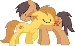 Size: 1015x625 | Tagged: safe, artist:pegasski, artist:twiily-bases, derpibooru import, oc, unofficial characters only, earth pony, pony, base used, duo, earth pony oc, eyelashes, eyes closed, father and child, father and daughter, female, image, male, mare, png, raised hoof, simple background, smiling, stallion, transparent background