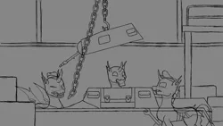 Size: 1920x1080 | Tagged: safe, artist:tiviyl scratch, derpibooru import, tank, changeling, equestria at war mod, factory, image, panzer, panzer ii, png, silly, sketch, wip