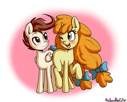 Size: 1854x1490 | Tagged: safe, artist:anibaruthecat, derpibooru import, pound cake, pumpkin cake, pegasus, pony, unicorn, comic:incest-d-licious, brother and sister, cake twins, duo, female, image, looking at each other, male, older, older pound cake, older pumpkin cake, one eye closed, png, raised hoof, siblings, smiling, twins