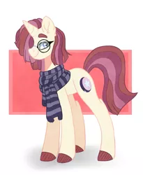 Size: 823x1005 | Tagged: safe, artist:iheyyasyfox, derpibooru import, oc, oc:gabby swirls, unofficial characters only, pony, unicorn, clothes, female, glasses, image, mare, offspring, parent:comet tail, parent:moondancer, parents:cometdancer, png, scarf, solo