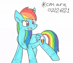 Size: 998x866 | Tagged: safe, artist:cmara, derpibooru import, rainbow dash, pegasus, pony, female, gritted teeth, image, jpeg, mare, simple background, solo, traditional art, white background