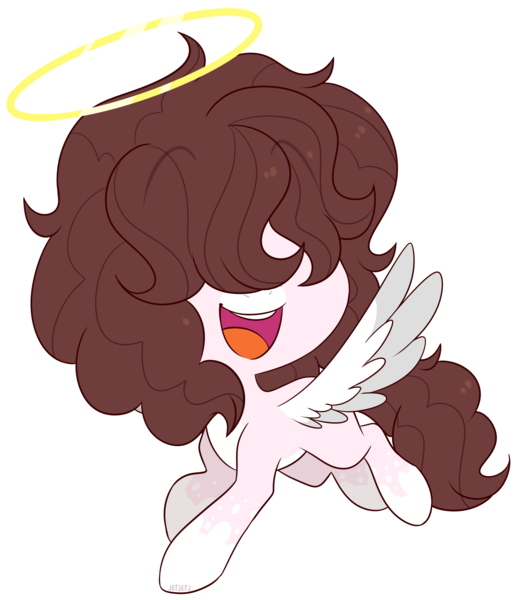 Size: 2240x2596 | Tagged: safe, artist:jetjetj, derpibooru import, oc, pegasus, pony, ambiguous gender, hair over eyes, halo, image, png, simple background, solo, transparent background