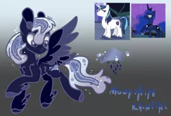 Size: 2388x1628 | Tagged: safe, artist:caramelbolt24, derpibooru import, oc, unofficial characters only, pegasus, pony, unicorn, chest fluff, ear fluff, ethereal mane, feathered fetlocks, female, hoof shoes, horn, image, jpeg, male, mare, parents:shiningluna, pegasus oc, screencap reference, solo, stallion, starry mane, two toned wings, unicorn oc, unshorn fetlocks, wings