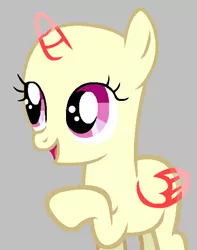 Size: 522x662 | Tagged: safe, artist:diamondbellefan25, derpibooru import, alicorn, pony, the one where pinkie pie knows, bald, base, female, filly, gray background, hooves, hooves up, image, open mouth, png, raised hoof, raised leg, simple background
