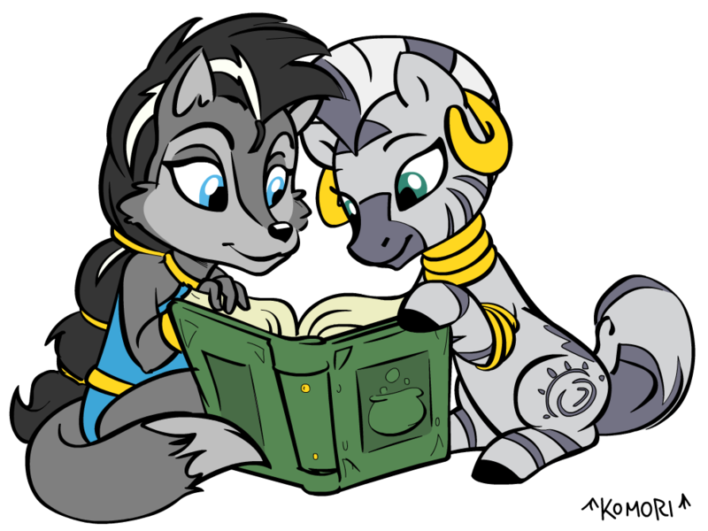 Size: 1024x768 | Tagged: safe, artist:wolfn85, derpibooru import, zecora, book, cute, image, lupe wolf, my little pony, png, reading, sonic the hedgehog (series)