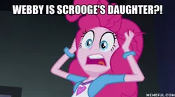 Size: 600x334 | Tagged: safe, deleted from derpibooru, derpibooru import, edit, edited screencap, screencap, pinkie pie, equestria girls, rainbow rocks, caption, duck tales, ducktales, image, image macro, jpeg, spoilers for another series, text