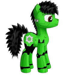 Size: 1280x1280 | Tagged: safe, artist:zocidem, derpibooru import, oc, oc:wrench, unofficial characters only, cyborg, earth pony, pony, augmented, image, png, solo