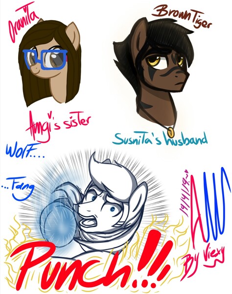 Size: 1620x2052 | Tagged: safe, artist:amgiwolf, derpibooru import, oc, oc:huny, unofficial characters only, earth pony, pony, zebra, bust, earth pony oc, female, glasses, glowing hooves, image, jpeg, male, mare, open mouth, signature, simple background, smiling, stallion, white background, zebra oc