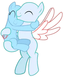 Size: 1491x1779 | Tagged: safe, artist:shiibases, derpibooru import, oc, unofficial characters only, earth pony, pegasus, pony, bald, base, bridal carry, carrying, duo, eyes closed, female, holding a pony, hug, image, male, mare, pegasus oc, png, simple background, smiling, stallion, transparent background, wings