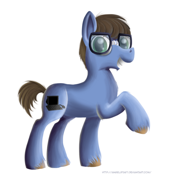 Size: 1097x1152 | Tagged: safe, artist:angelstar7, derpibooru import, oc, oc:nerdy, earth pony, smile hd, earth pony oc, glasses, image, looking at you, male, png, solo